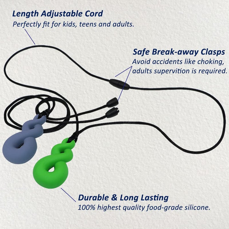 MaberryTech Direct Chew Necklace for Sensory Kids and Adults, 4 Pcs Food-Grade Silicone Chew Toys for Boys Girls with ADHD/Autism/SPD/Anxiety, Durable Chewy Necklace Sensory Reduce Chewing Fidgeting - BPA Free - Image 4